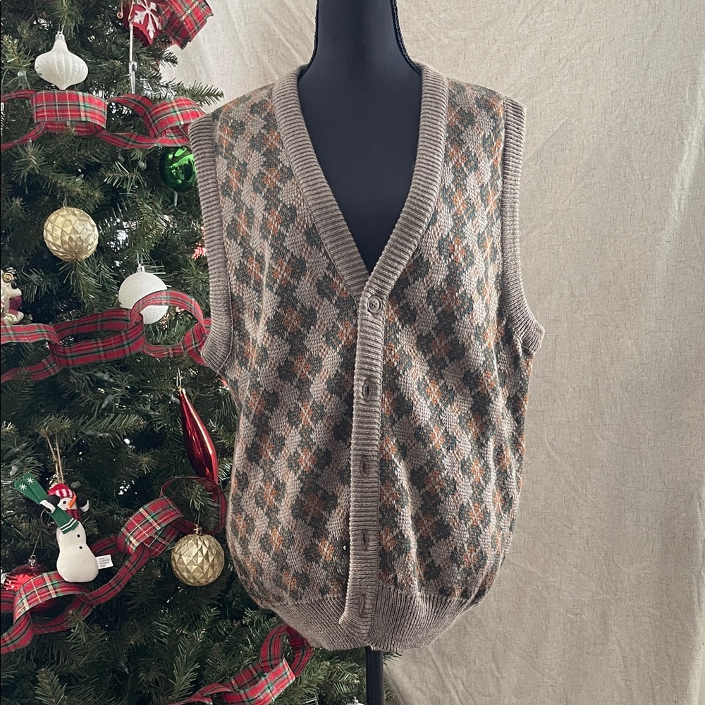 Grandpa Classic Argyle Cardigan Vest